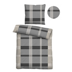 Castell Baumwoll Renforce Bettwäsche Karo-Streifen sturmgrau, 1x 155x220 cm + 1x 80x80 cm