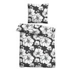 Castell Baumwoll Renforce Bettwäsche Blüten titanium, 1x 135x200 cm + 1x 80x80 cm