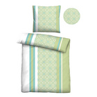 Castell Baumwoll Renforce Bettwäsche Längsmuster pistaziengrün, 1x 135x200 cm + 1x 80x80 cm