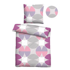 Castell Baumwoll Renforce Bettwäsche Kreisemix brombeer, 1x 155x220 cm + 1x 80x80 cm