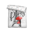 Castell Polycotton Renforce Bettwäsche Paris grau, 1x 135x200 cm + 1x 80x80 cm