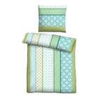 Castell Mikrofaser Seersucker Bettwäsche Längsmuster apfelgrün, 1x 135x200 cm + 1x 80x80 cm