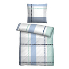 Castell Mikrofaser Seersucker Bettwäsche Karo eisblau, 1x 155x220 cm + 1x 80x80 cm