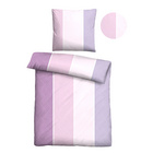 Castell Mikrofaser Seersucker Bettwäsche Längsbalken flieder, 1x 155x220 cm + 1x 80x80 cm
