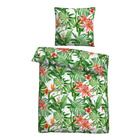 Castell Mikrofaser Seersucker Bettwäsche Blumen weiß, 1x 135x200 cm + 1x 80x80 cm