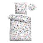 Castell Mikrofaser Seersucker Bettwäsche Blätter sturmgrau, 1x 135x200 cm + 1x 80x80 cm