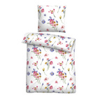 biberna Seersucker Bettwäsche Sommerblumen pink, 1x 155x220 cm + 1x 80x80 cm