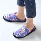 Putzpantoffeln blau mit Schmetterlingsmuster