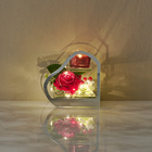 LED-Dekoherz "Rote Rose" 3D-Effekt mit Teelichthalter Eldo