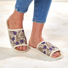 Hausschuh "Clematis" beige-blau