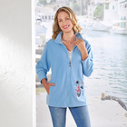 Fleece-Jacke mit Stickerei hellblau