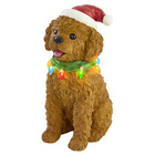 Dekofigur "Leuchtender Labradoodle mit Weihnachtsmütze"