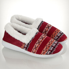 Kuschelhausschuh "Helena" mit Strickmuster dunkelrot