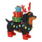 Weihnachtsfigur Dackel mit Geschenk aus Poly
