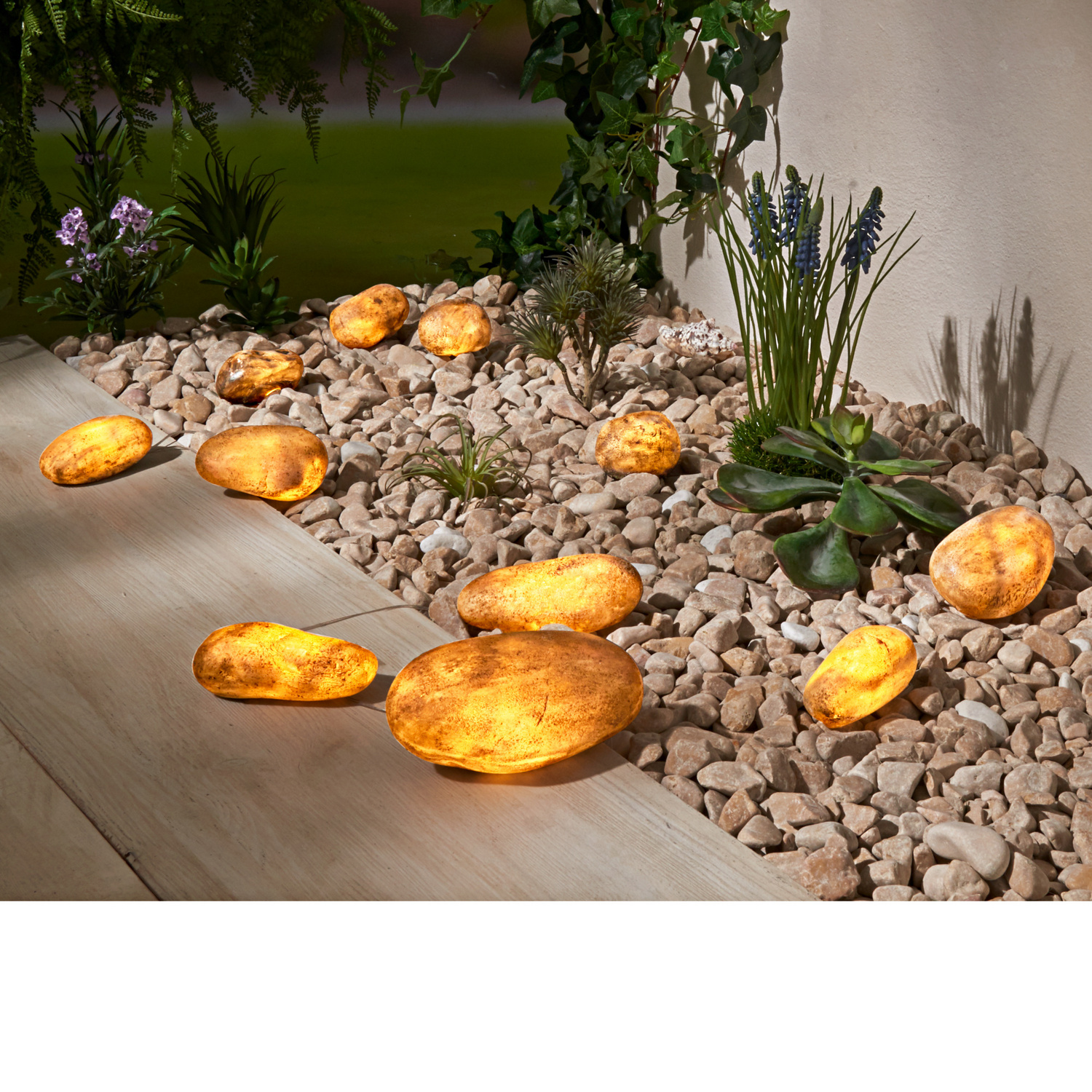 Solar Steine für Garten, leuchtend 3PAGEN