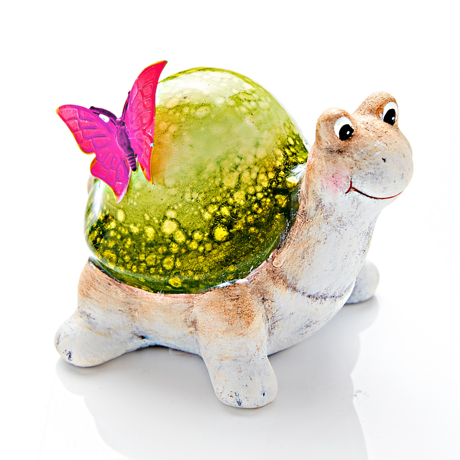 Deko Schildkröte mit Schmetterling, pink 3PAGEN